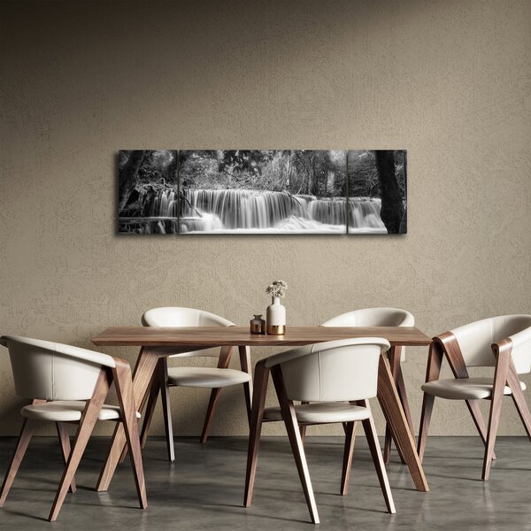 Obraz - Černobílý vodopád (170x50 cm)