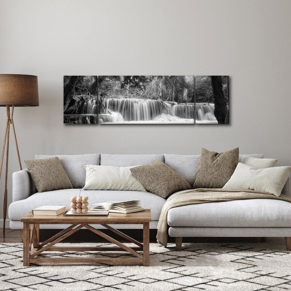 Obraz - Černobílý vodopád (170x50 cm)