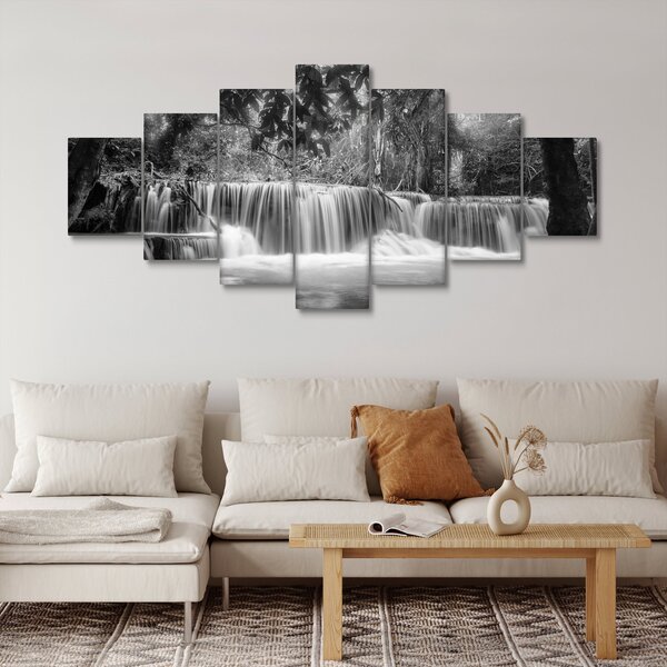 Obraz - Černobílý vodopád (210x100 cm)