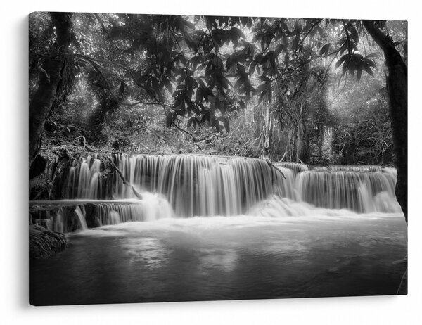 Obraz - Černobílý vodopád (70x50 cm)