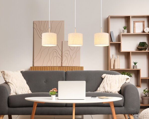 Závěsné svítidlo 3x E27 písková, krémová IP20 GLOBO lighting DELEON 15968-3H