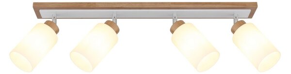 Stropní bodové svítidlo / spot 4x E27 dřevo, opálová IP20 GLOBO lighting ROWENA 15977-4