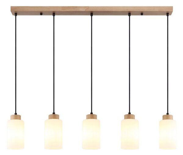 Závěsné svítidlo 5x E27 dřevo, opálová IP20 GLOBO lighting ROWENA 15977-5H