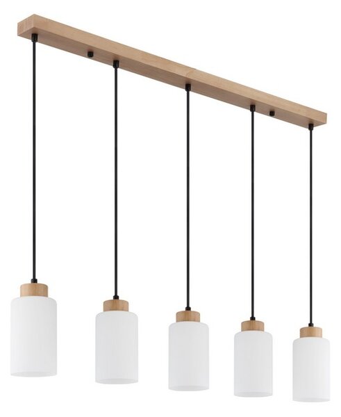 Závěsné svítidlo 5x E27 dřevo, opálová IP20 GLOBO lighting ROWENA 15977-5H