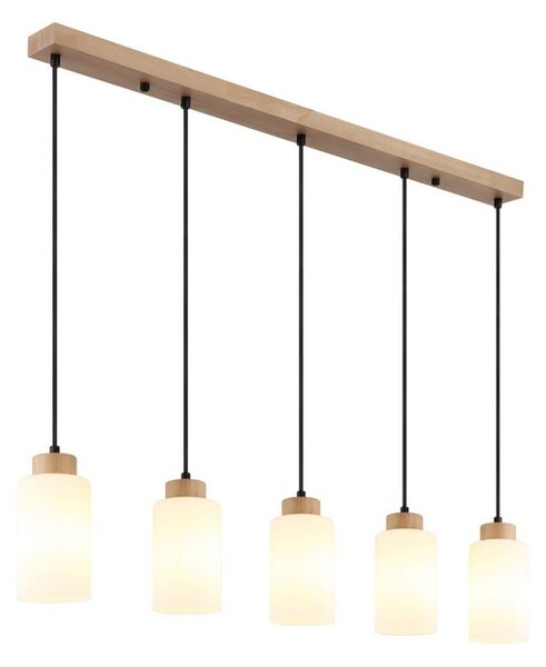 Závěsné svítidlo 5x E27 dřevo, opálová IP20 GLOBO lighting ROWENA 15977-5H