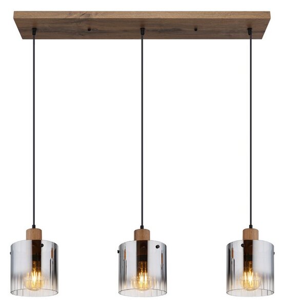Závěsné svítidlo 3x E27 dřevo, kouřová IP20 GLOBO lighting UNDERWOOD 15915-3H