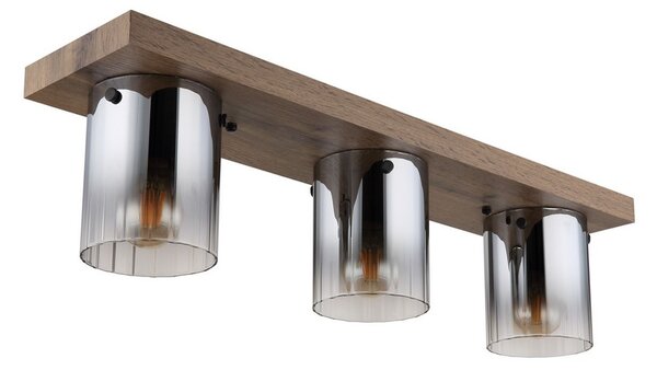 Stropní svítidlo 3x E27 dřevo, kouřová IP20 GLOBO lighting UNDERWOOD 15915-3