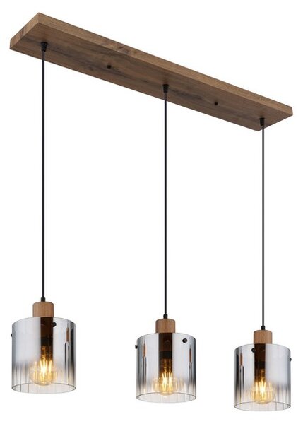 Závěsné svítidlo 3x E27 dřevo, kouřová IP20 GLOBO lighting UNDERWOOD 15915-3H