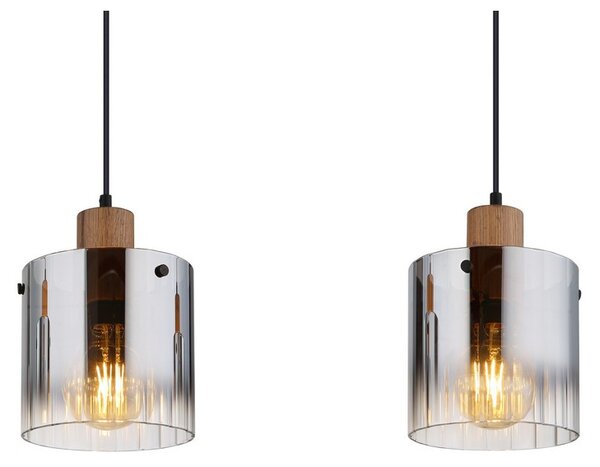 Závěsné svítidlo 3x E27 dřevo, kouřová IP20 GLOBO lighting UNDERWOOD 15915-3H