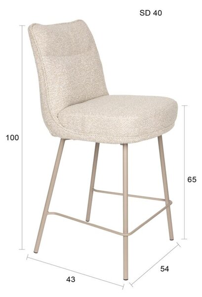 Housecraft Living Béžová čalouněná barová židle Jacques 65 cm