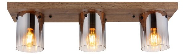 Stropní svítidlo 3x E27 dřevo, kouřová IP20 GLOBO lighting UNDERWOOD 15915-3
