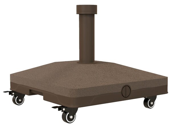 Hmotnostní základna slunečníku Outsunny čtvercová s 4 koly 45L x 45W x 39H cm HDPE Hnědá | Aosom