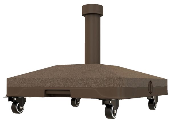 Hmotnostní základna slunečníku Outsunny čtvercová s 4 koly 45L x 45W x 39H cm HDPE Hnědá | Aosom
