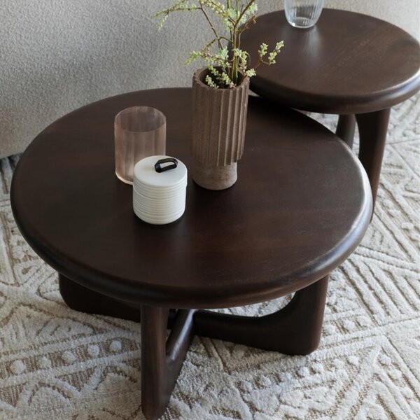Housecraft Living Hnědý dřevěný odkládací stolek Jani ø 40 cm