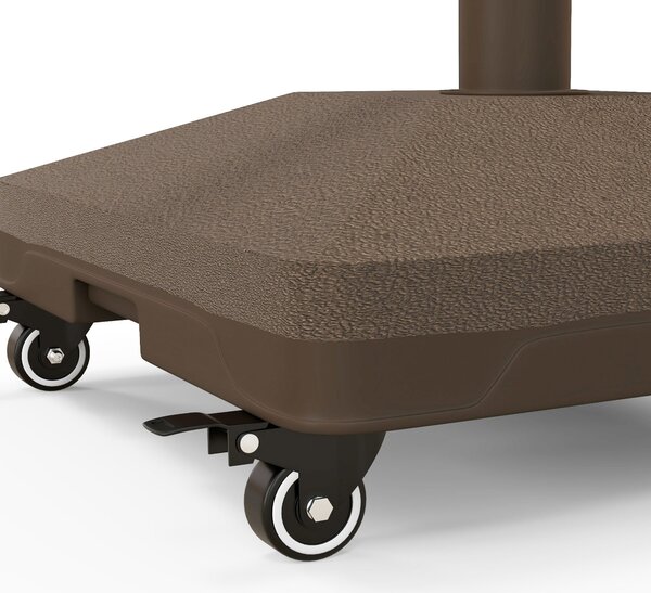 Hmotnostní základna slunečníku Outsunny čtvercová s 4 koly 45L x 45W x 39H cm HDPE Hnědá | Aosom
