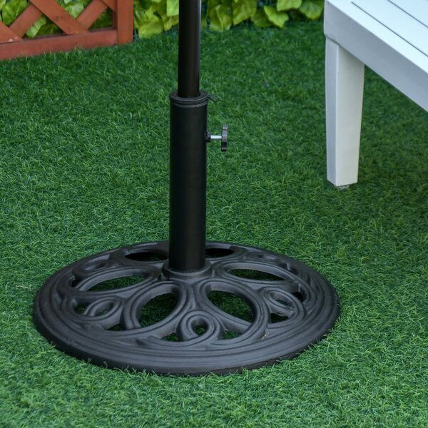 Kulatý základ slunečníku Outsunny 11,5 kg, venkovní kovový stojan na slunečníky pro průměr 38 a 48 mm, základna pro zahradní terasu, Ø 45 x 33,5 cm, Č