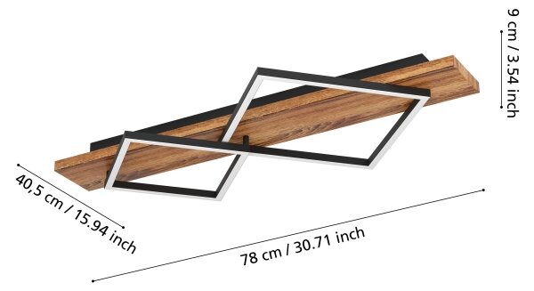 Eglo 901935 - LED Stropní svítidlo BOYA LED/13W/230V + LED/15W černá/hnědá
