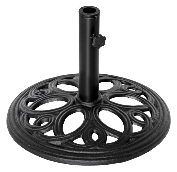 Kulatý základ slunečníku Outsunny 11,5 kg, venkovní kovový stojan na slunečníky pro průměr 38 a 48 mm, základna pro zahradní terasu, Ø 45 x 33,5 cm, Č