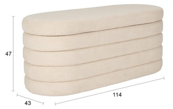 Housecraft Living Béžová čalouněná lavice Zuma 114 cm s úložným prostorem
