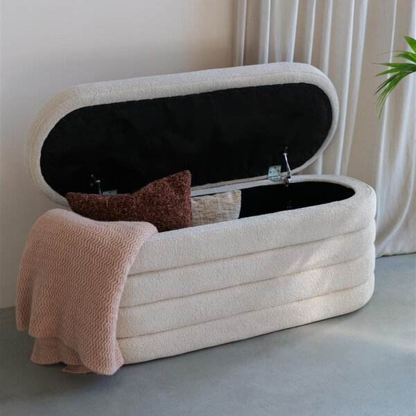 Housecraft Living Béžová čalouněná lavice Zuma 114 cm s úložným prostorem