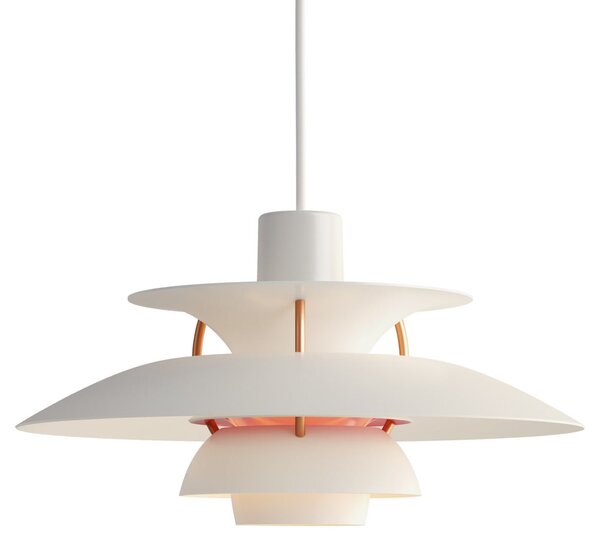 Závěsná svítidlo Louis Poulsen, PH 5 Mini, stmívatelné, Bílá, Obývací pokoj, Kov, Design