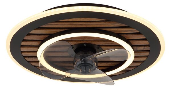 Stropní ventilátor se světlem LED 2700–6000K čierna, opálová IP20 GLOBO lighting TREVINO 03668 časovač