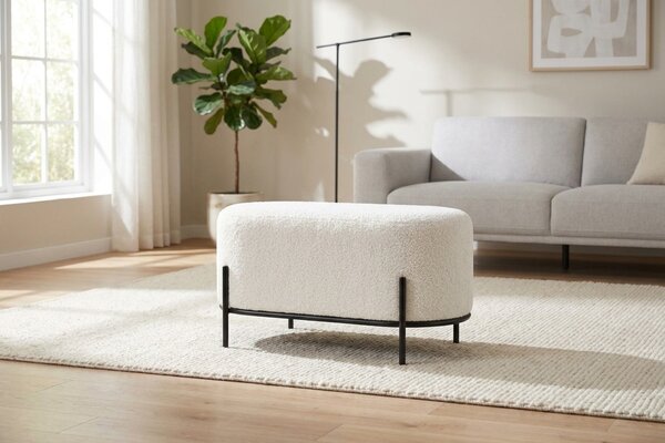 Housecraft Living Bílý bouclé taburet Boz 80 x 40 cm