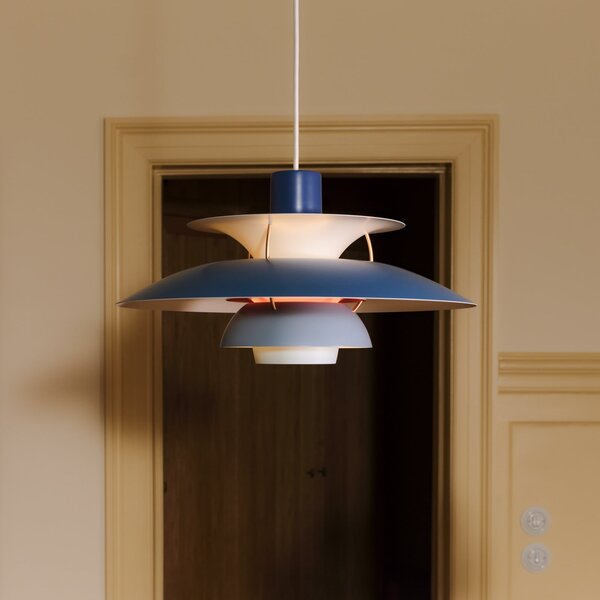 Závěsná svítidlo Louis Poulsen, PH 5, stmívatelné, Modrá, Obývací pokoj, Kov, Design