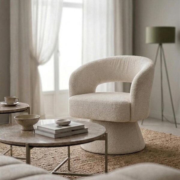 Housecraft Living Béžové čalouněné otočné lounge křeslo Charina