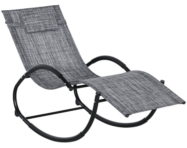 Outsunny Houpací Křeslo, Ergonomický Sluneční Ležící Křeslo do Zahrady, s Opěrkou Hlava, Houpací Křeslo, Textilene, pro Vnitřní a Venkovní Použití, Še