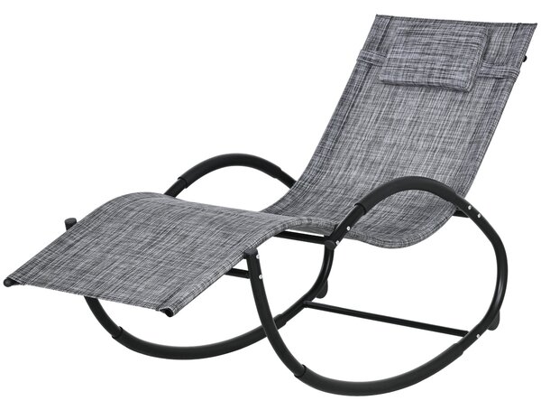 Outsunny Houpací Křeslo, Ergonomický Sluneční Ležící Křeslo do Zahrady, s Opěrkou Hlava, Houpací Křeslo, Textilene, pro Vnitřní a Venkovní Použití, Še