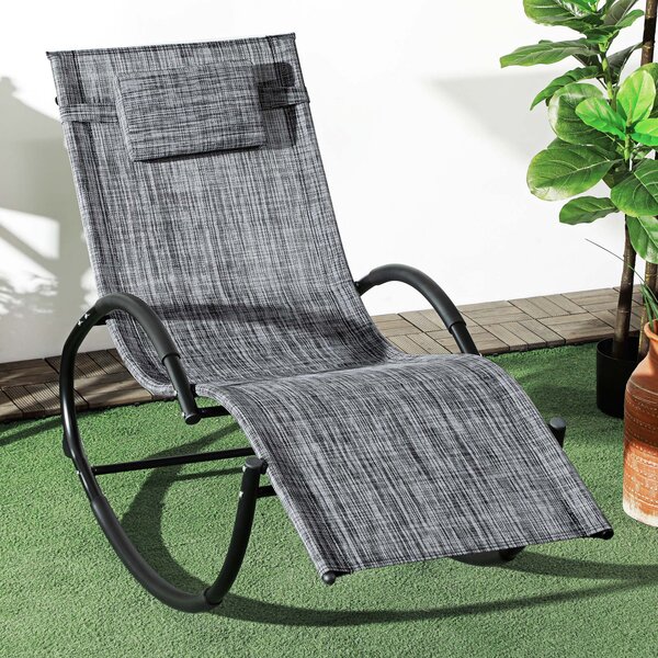 Outsunny Houpací Křeslo, Ergonomický Sluneční Ležící Křeslo do Zahrady, s Opěrkou Hlava, Houpací Křeslo, Textilene, pro Vnitřní a Venkovní Použití, Še