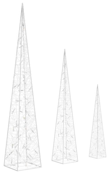Sada akrylových světelných LED kuželů modrá 60/90/120 cm 328973