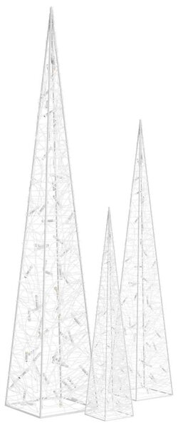 Sada akrylových světelných LED kuželů modrá 60/90/120 cm 328973