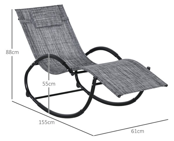 Outsunny Houpací Křeslo, Ergonomický Sluneční Ležící Křeslo do Zahrady, s Opěrkou Hlava, Houpací Křeslo, Textilene, pro Vnitřní a Venkovní Použití, Še