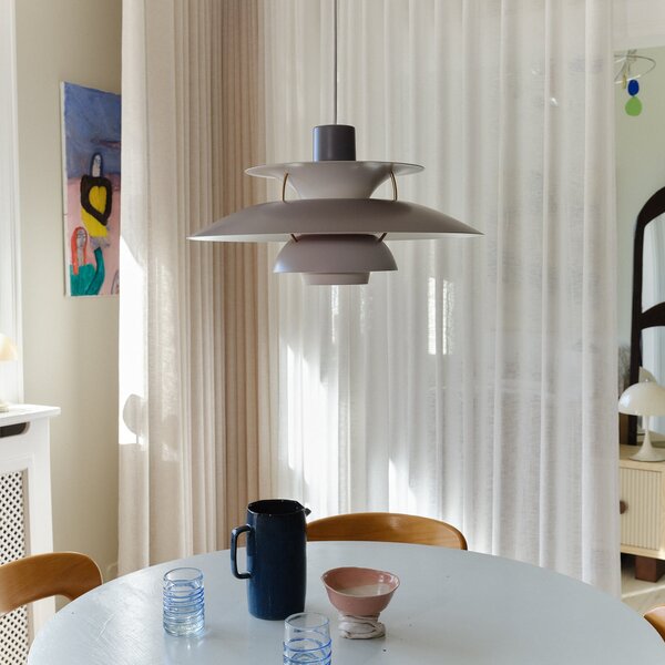 Závěsná svítidlo Louis Poulsen, PH 5, stmívatelné, Šedá, Obývací pokoj, Kov, Design