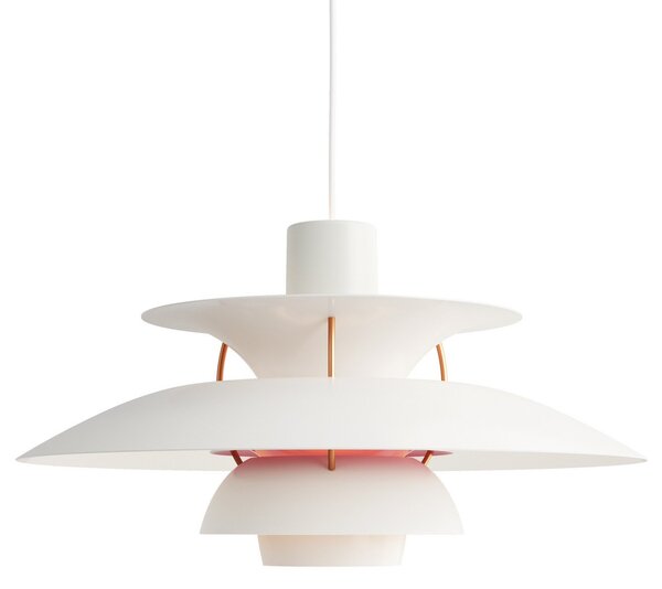 Závěsná svítidlo Louis Poulsen, PH 5, stmívatelné, Bílá, Obývací pokoj, Kov, Design