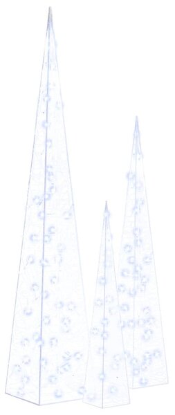 Sada akrylových světelných LED kuželů modrá 60/90/120 cm 328973
