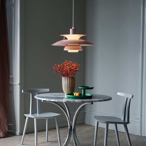 Závěsná svítidlo Louis Poulsen, PH 5, stmívatelné, Pudrová, Obývací pokoj, Kov, Design