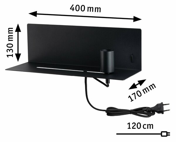 PAULMANN Nástěnné svítidlo Ablage Devara E27 max. 40W dřevo/černá, umělá hmota/kov 789.20