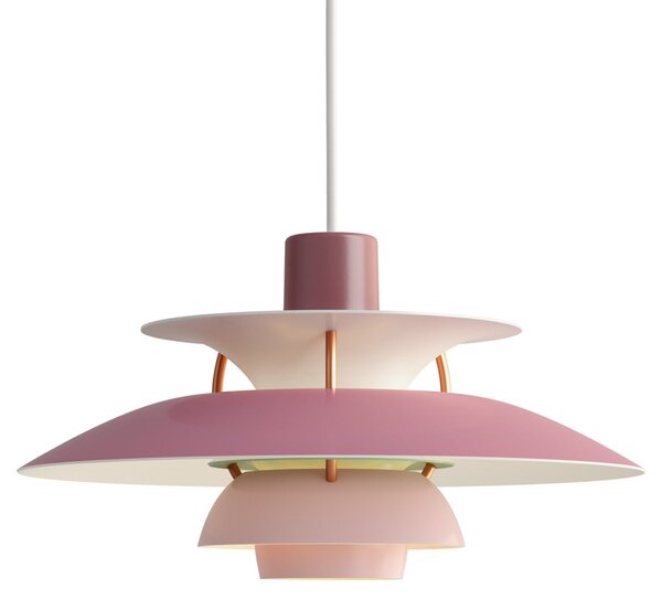 Závěsná svítidlo Louis Poulsen, PH 5 Mini, stmívatelné, Pudrová, Obývací pokoj, Kov, Design