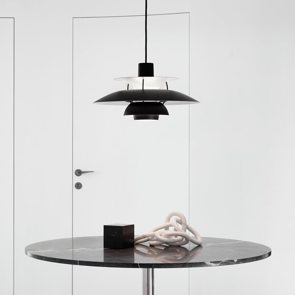 Závěsná svítidlo Louis Poulsen, PH 5, stmívatelné, Černá, Obývací pokoj, Kov, Design