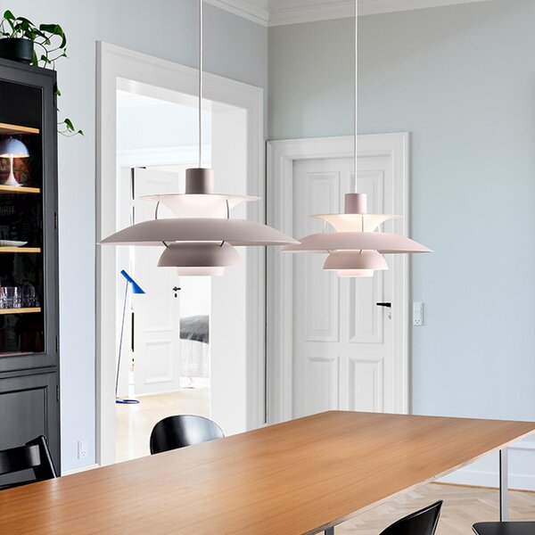Závěsná svítidlo Louis Poulsen, PH 5, stmívatelné, Šedá, Obývací pokoj, Kov, Design
