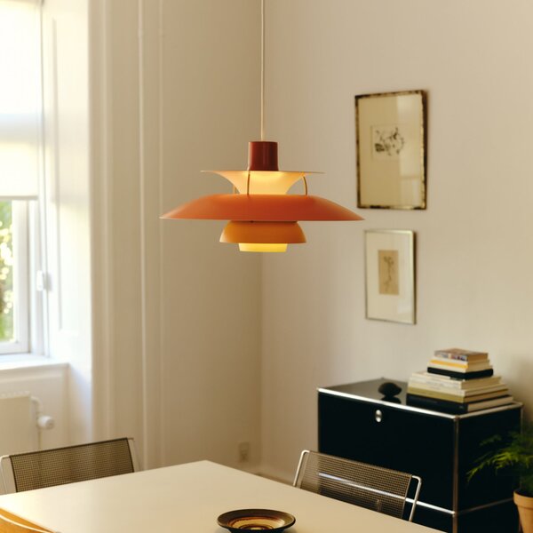 Závěsná svítidlo Louis Poulsen, PH 5, stmívatelné, Oranžová, Obývací pokoj, Kov, Design