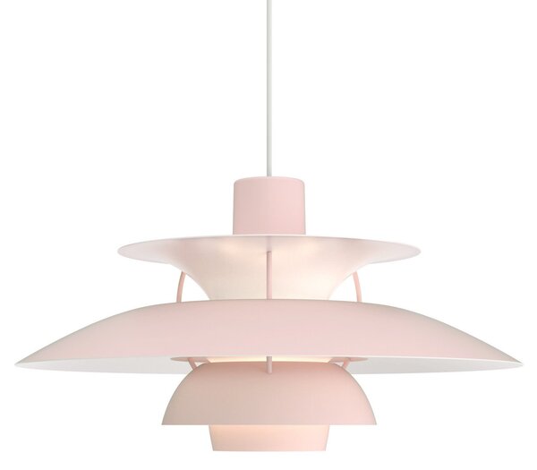 Závěsná svítidlo Louis Poulsen, PH 5, stmívatelné, Pudrová, Obývací pokoj, Kov, Design