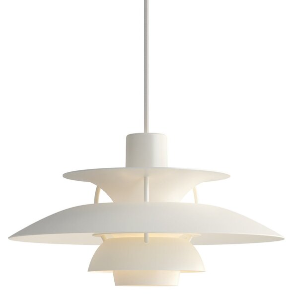 Závěsná svítidlo Louis Poulsen, PH 5 Mini, stmívatelné, Bílá, Obývací pokoj, Kov, Design