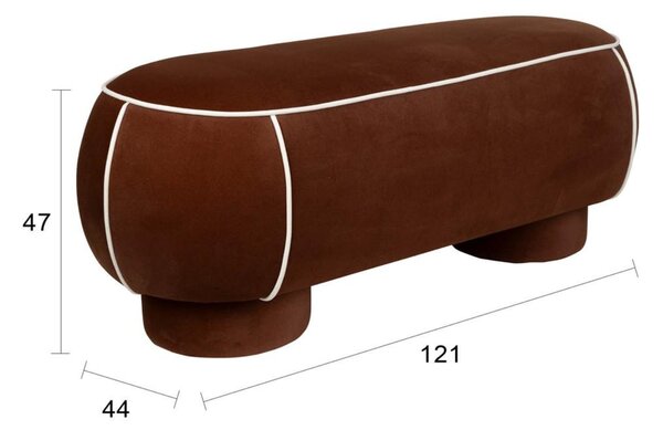 White Label Tmavě červená čalouněná lavice MARINA 121 cm