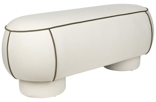 White Label Bílá čalouněná lavice MARINA 121 cm