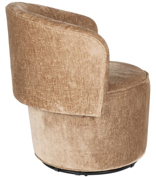 White Label Hnědé čalouněné otočné lounge křeslo Fold