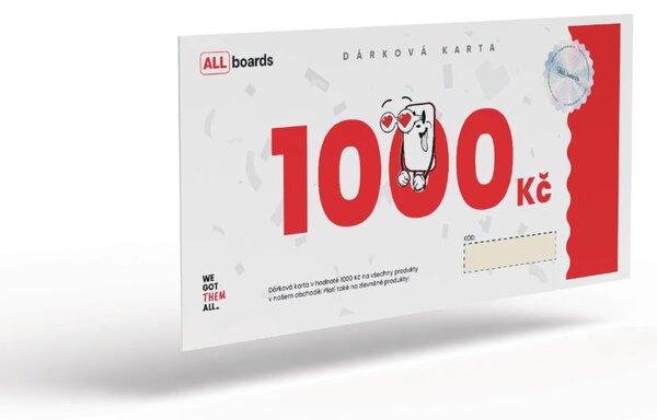 Dárková karta ALLboards v hodnotě 1000 kč